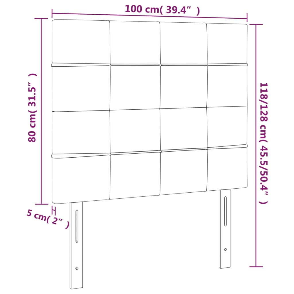 Têtes de lit 2 pcs Marron Foncé 100x5x78/88 cm Tissu Têtes et pieds de lit vidaXL   