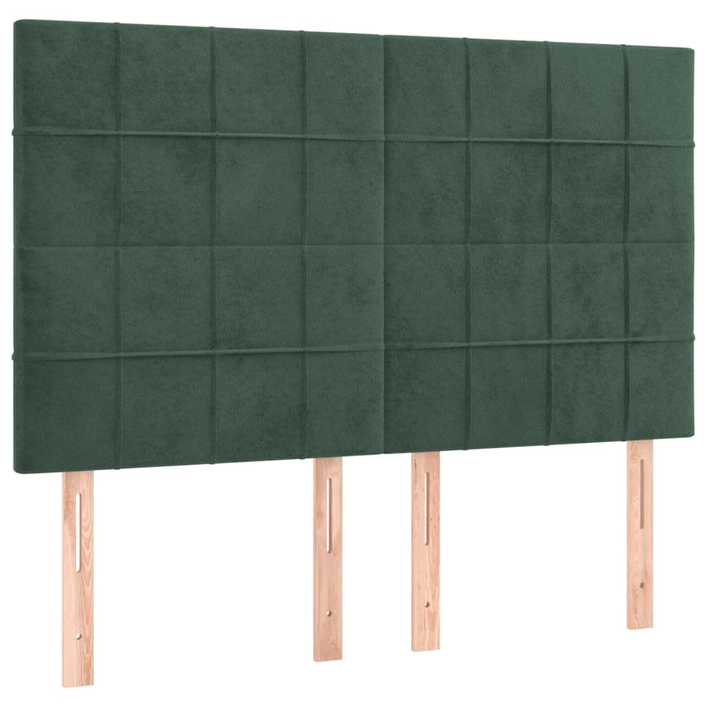 Têtes de lit 4 pcs Vert foncé 72x5x78/88 cm Velours Têtes et pieds de lit vidaXL   