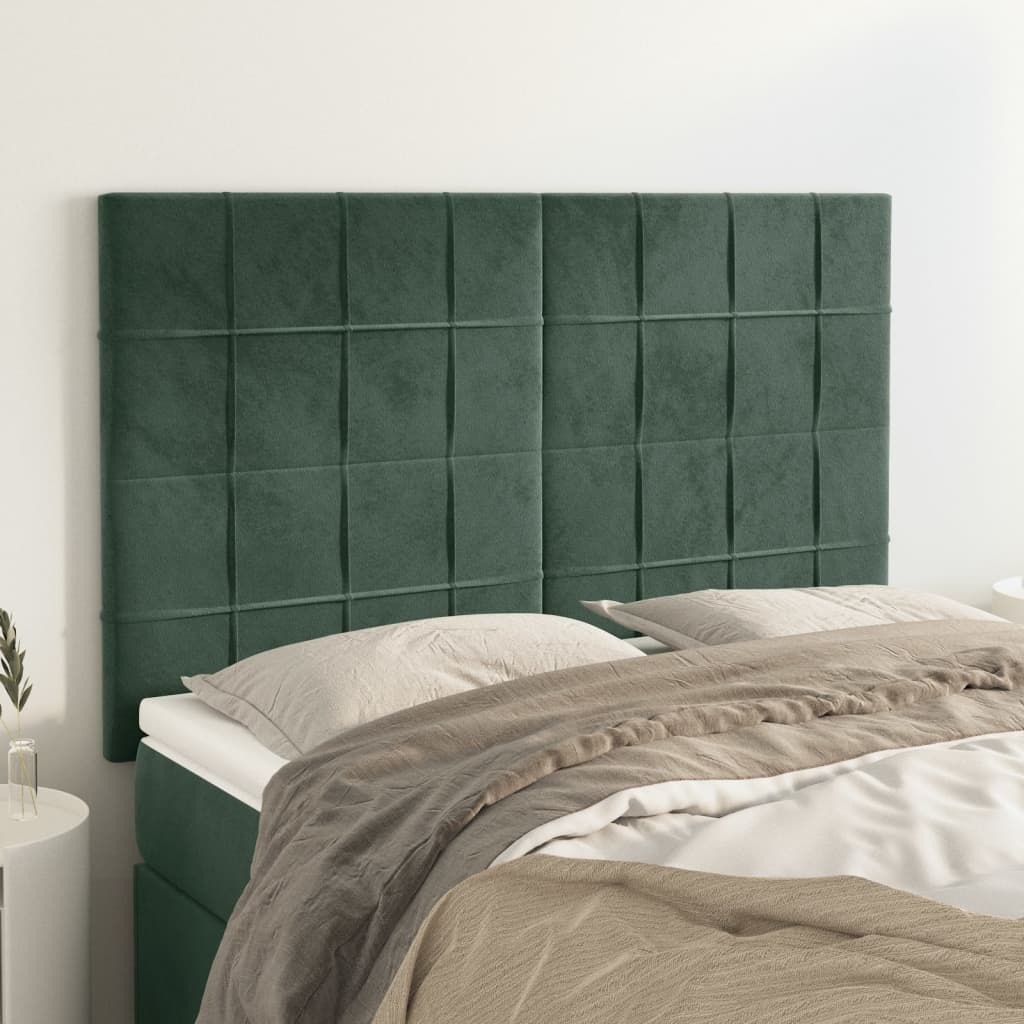 Têtes de lit 4 pcs Vert foncé 72x5x78/88 cm Velours Têtes et pieds de lit vidaXL   