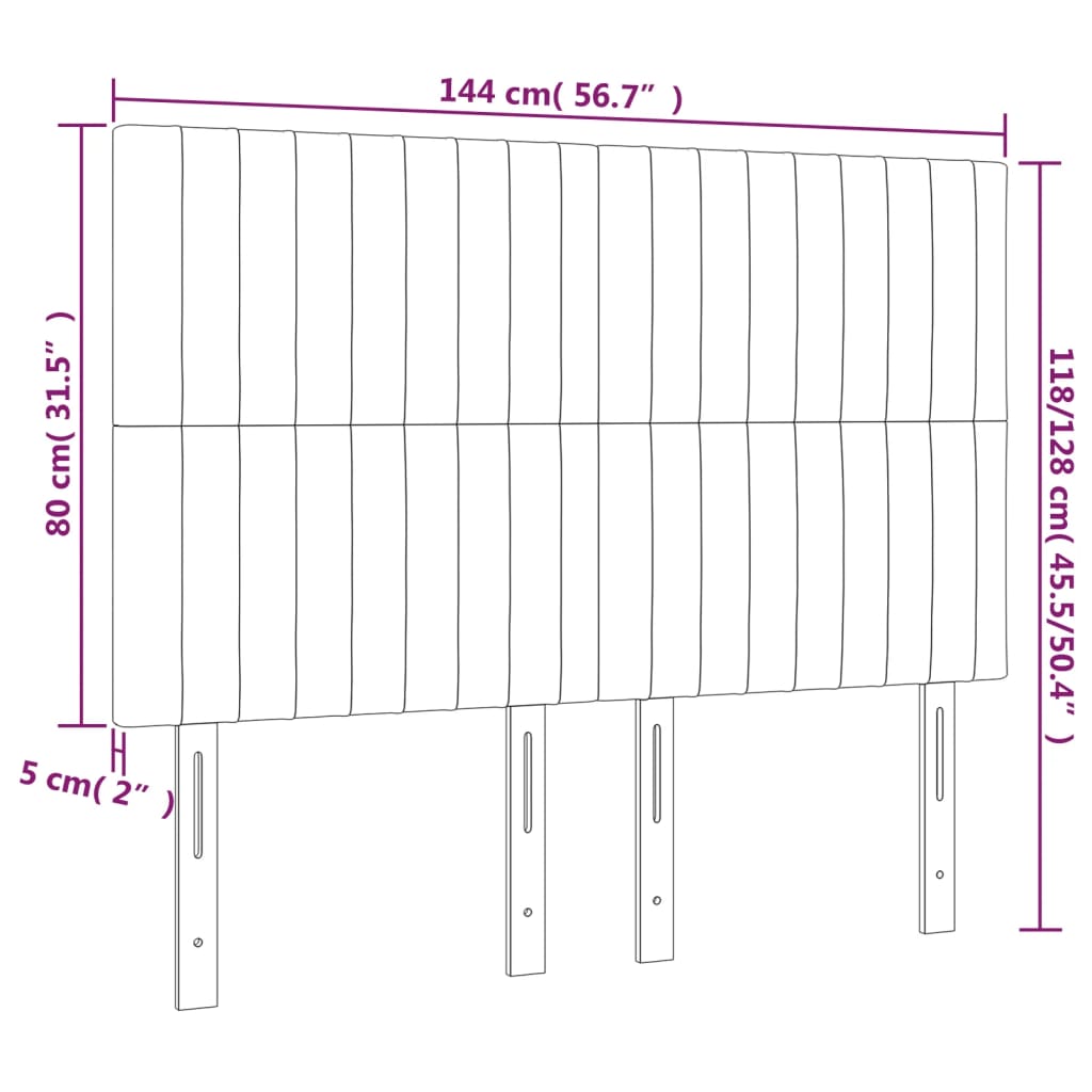 Têtes de lit 4 pcs Gris foncé 72x5x78/88 cm Tissu Têtes et pieds de lit vidaXL   