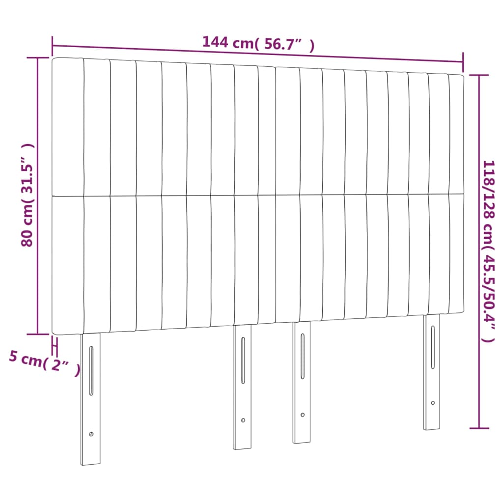 Têtes de lit 4 pcs Noir 72x5x78/88 cm Tissu Têtes et pieds de lit vidaXL   