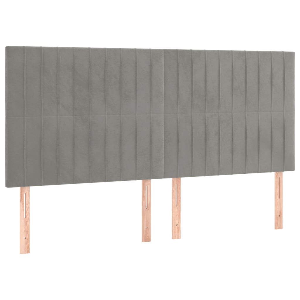 Têtes de lit 4 pcs Gris clair 90x5x78/88 cm Velours Têtes et pieds de lit vidaXL   