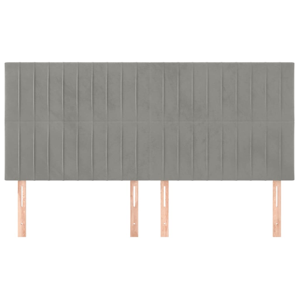 Têtes de lit 4 pcs Gris clair 90x5x78/88 cm Velours Têtes et pieds de lit vidaXL   