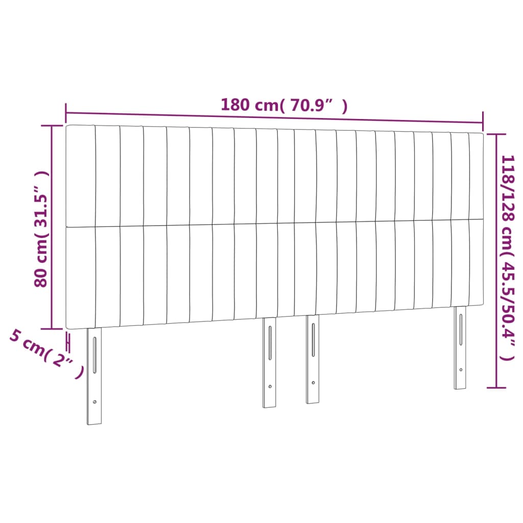 Têtes de lit 4 pcs Gris clair 90x5x78/88 cm Velours Têtes et pieds de lit vidaXL   