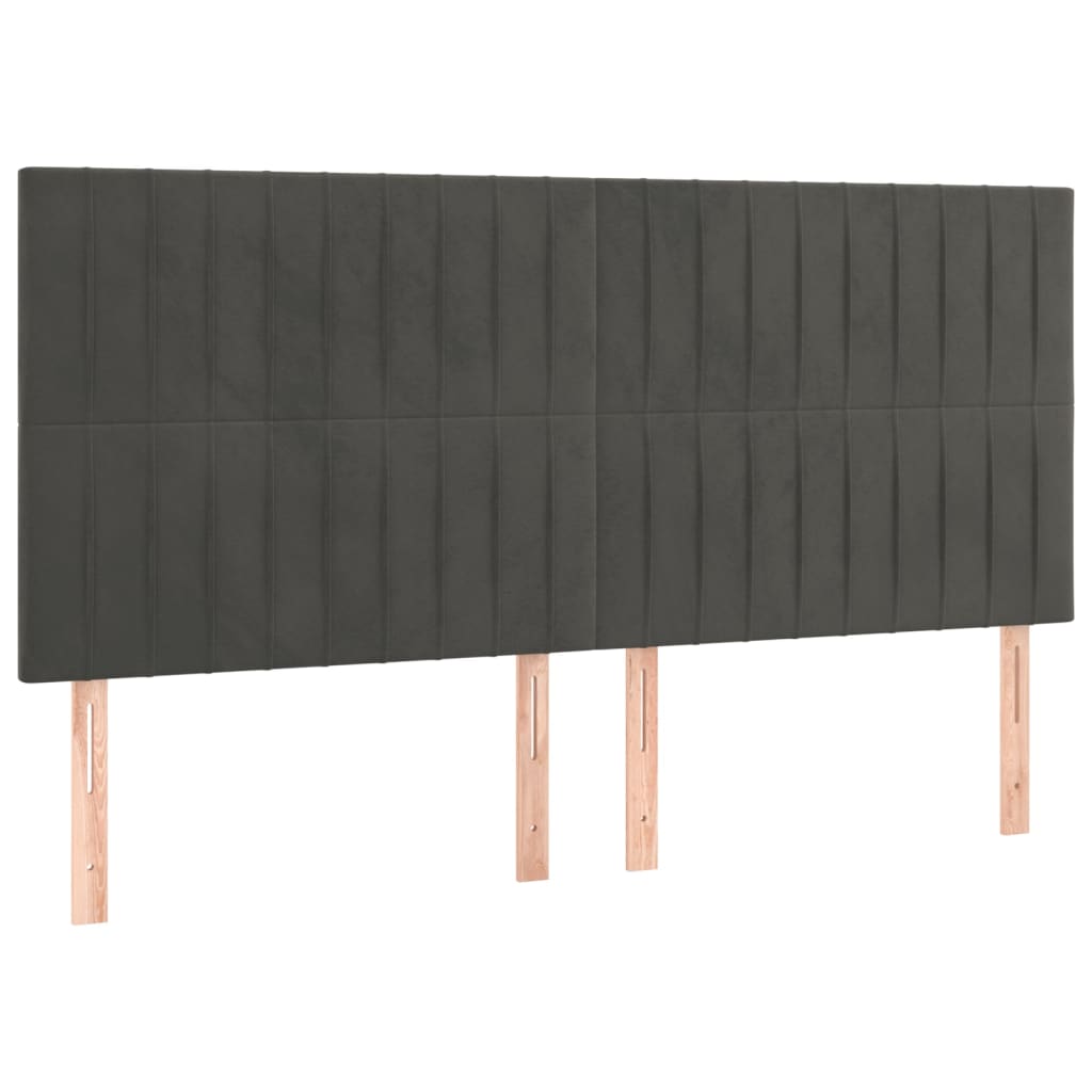 Têtes de lit 4 pcs Gris foncé 90x5x78/88 cm Velours Têtes et pieds de lit vidaXL   