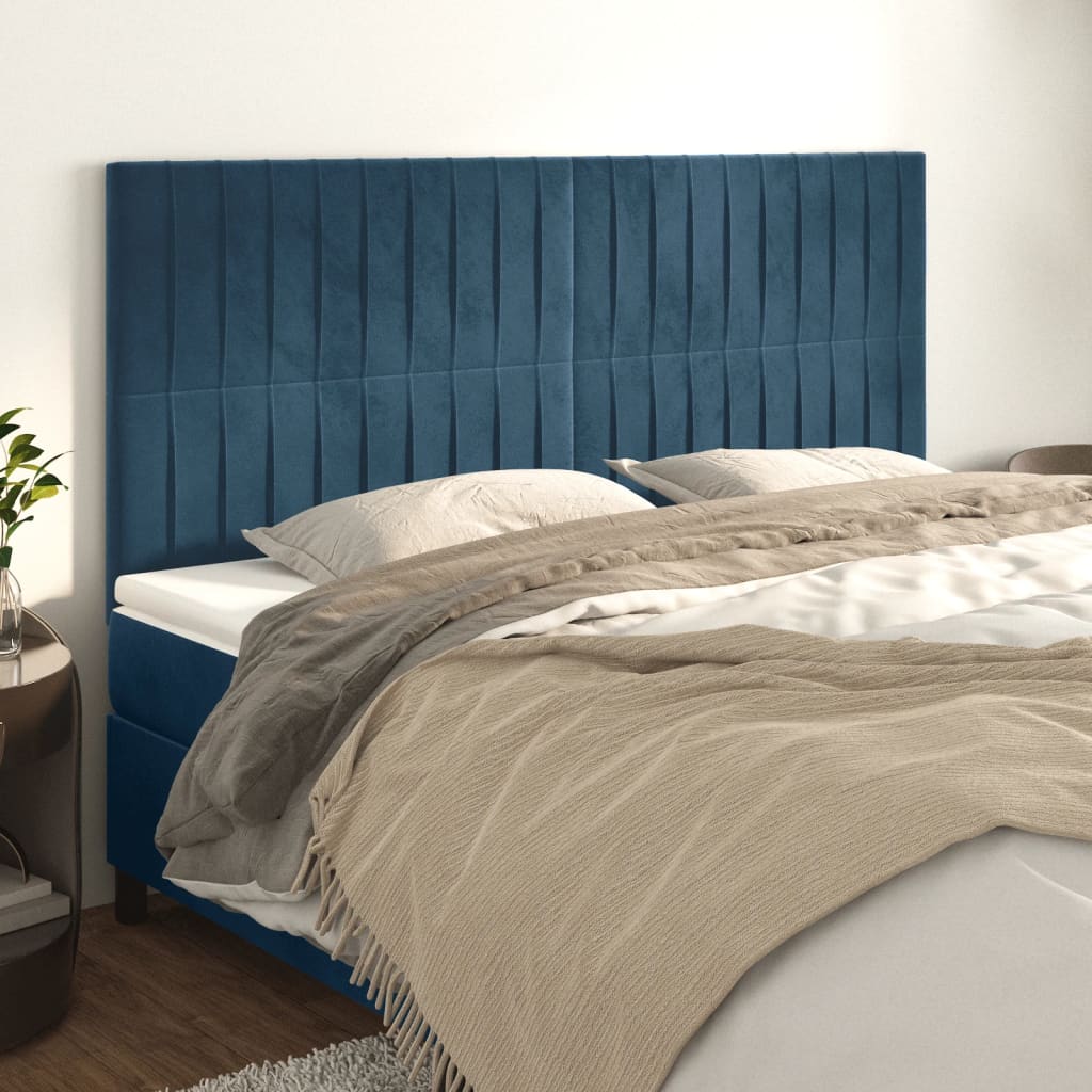 Têtes de lit 4 pcs Bleu foncé 100x5x78/88 cm Velours Têtes et pieds de lit vidaXL   