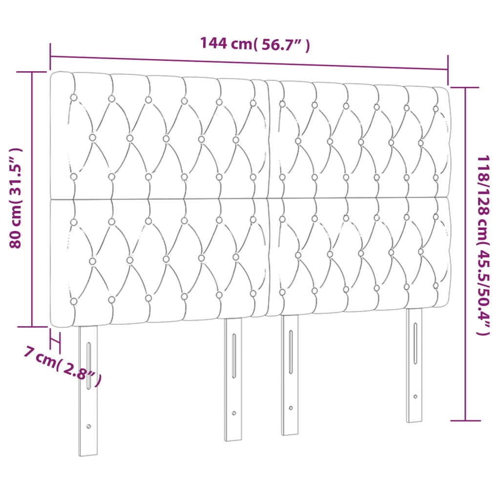 Têtes de lit 4 pcs Gris foncé 72x7x78/88 cm Tissu Têtes et pieds de lit vidaXL   