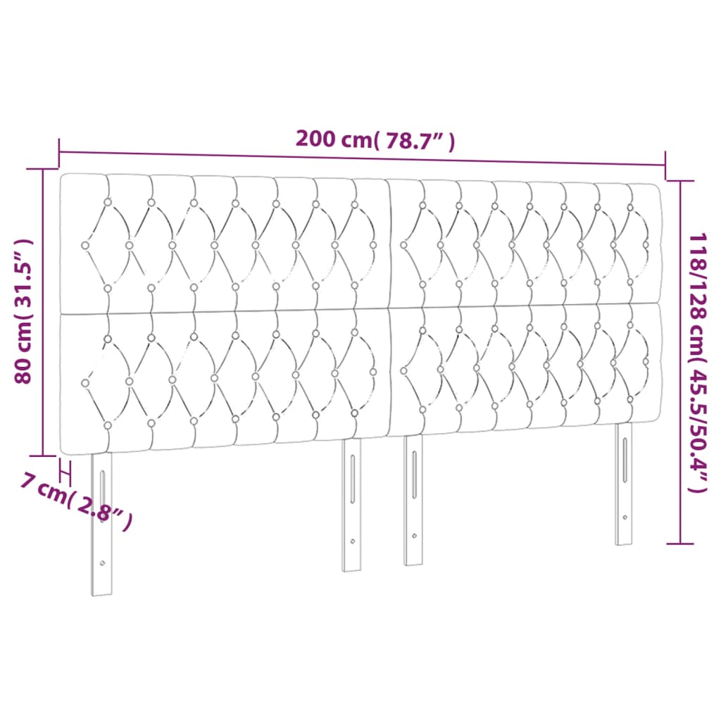 Têtes de lit 4 pcs Gris foncé 100x7x78/88 cm Tissu Têtes et pieds de lit vidaXL   