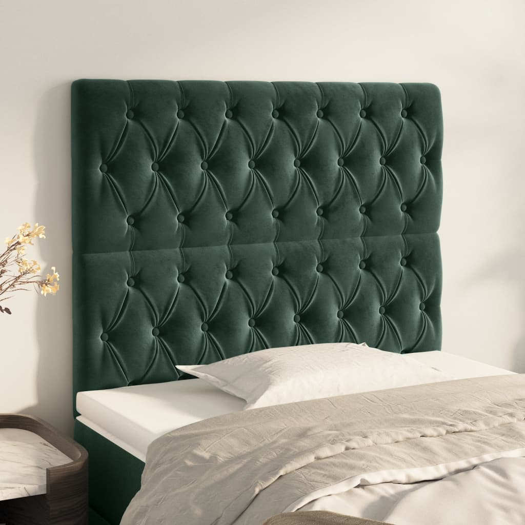 Têtes de lit 2 pcs Vert foncé 90x7x78/88 cm Velours Têtes et pieds de lit vidaXL   