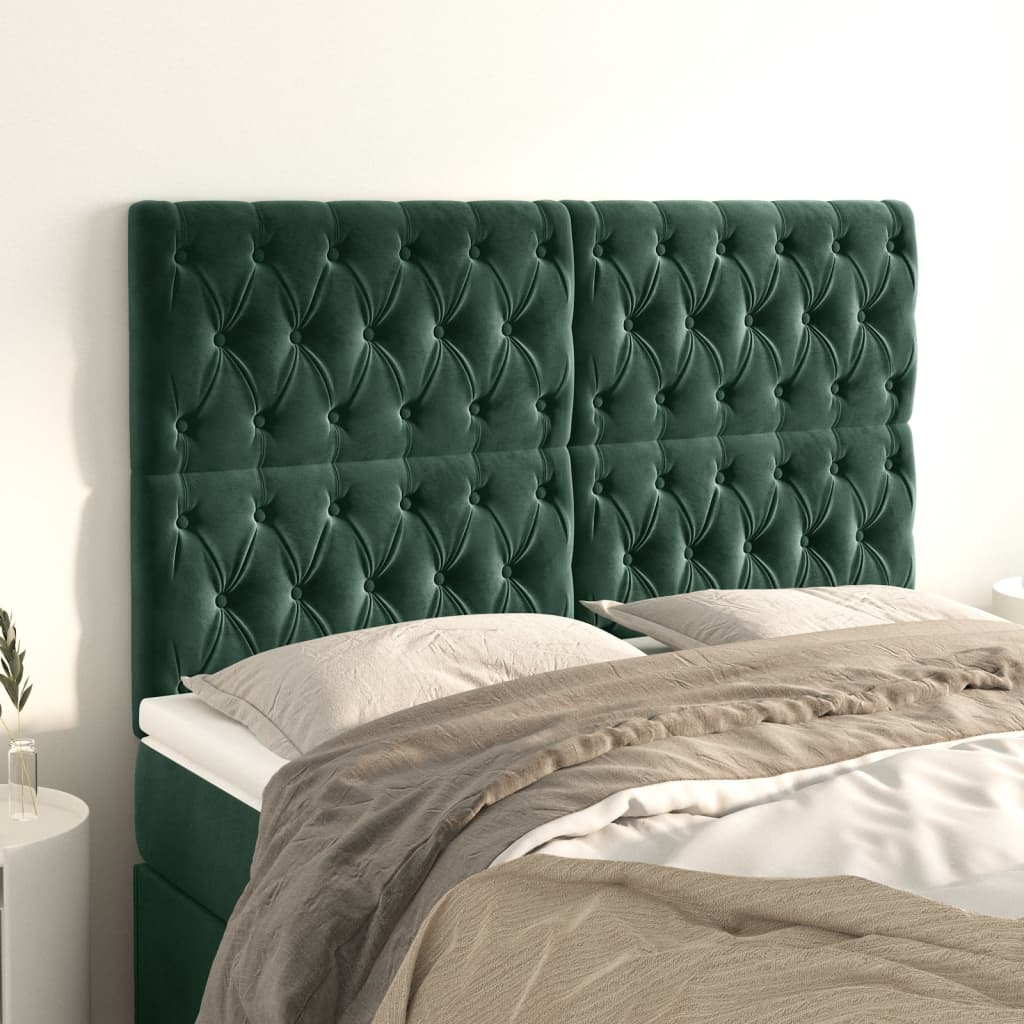 Têtes de lit 4 pcs Vert foncé 72x7x78/88 cm Velours Têtes et pieds de lit vidaXL   