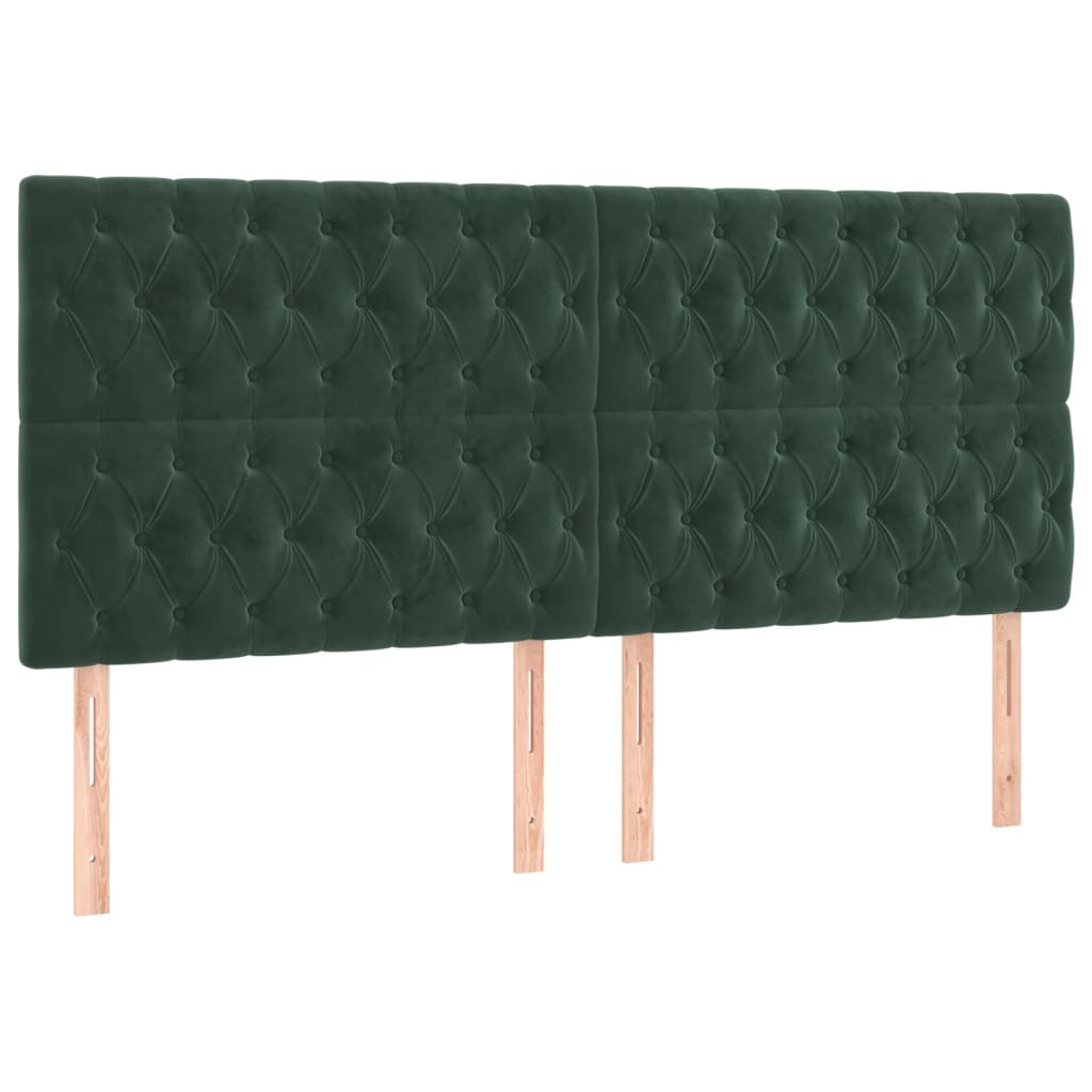 Têtes de lit 4 pcs Vert foncé 90x7x78/88 cm Velours Têtes et pieds de lit vidaXL   