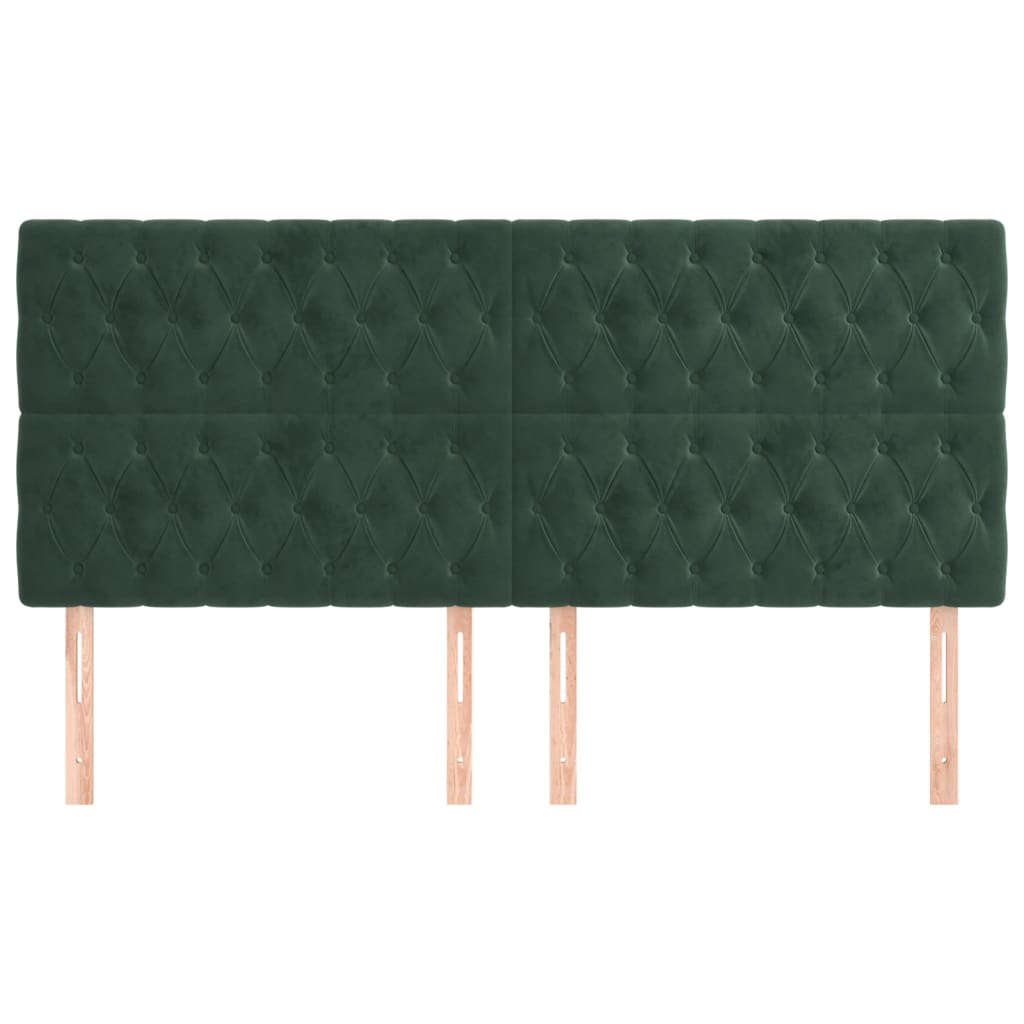 Têtes de lit 4 pcs Vert foncé 90x7x78/88 cm Velours Têtes et pieds de lit vidaXL   