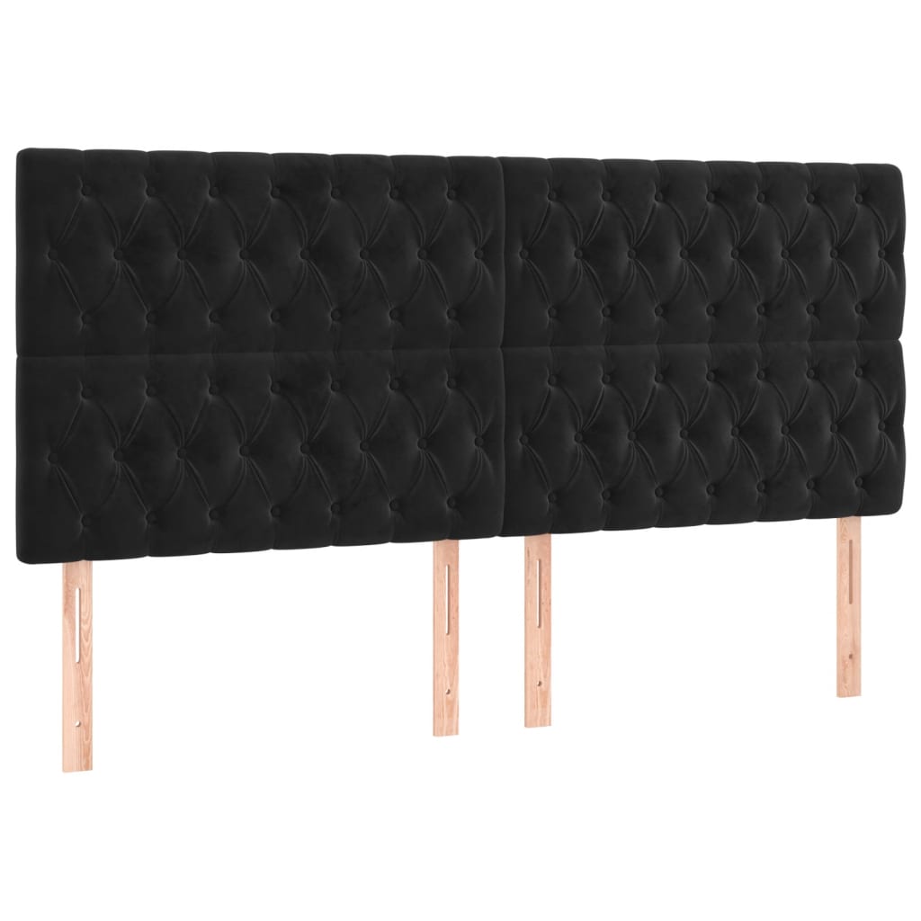 Têtes de lit 4 pcs Noir 100x7x78/88 cm Velours Têtes et pieds de lit vidaXL   