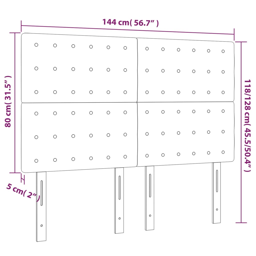 Têtes de lit 4 pcs Gris foncé 72x5x78/88 cm Tissu Têtes et pieds de lit vidaXL   