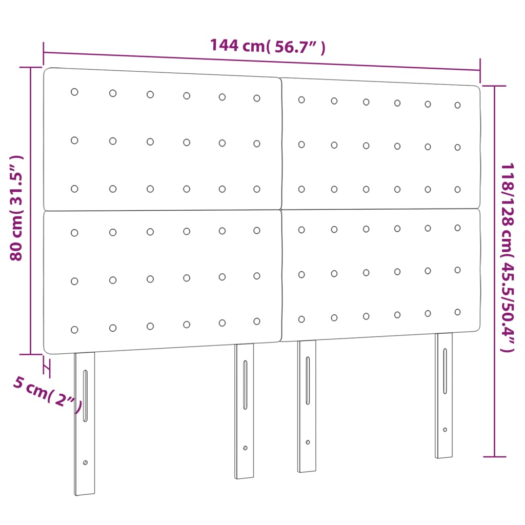 Têtes de lit 4 pcs Marron foncé 72x5x78/88 cm Tissu Têtes et pieds de lit vidaXL   