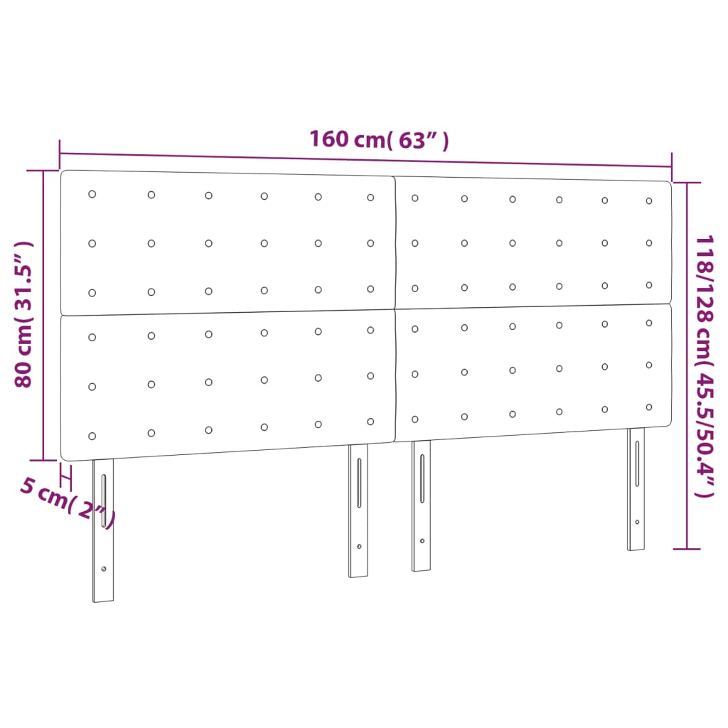 Têtes de lit 4 pcs Gris foncé 80x5x78/88 cm Tissu Têtes et pieds de lit vidaXL   