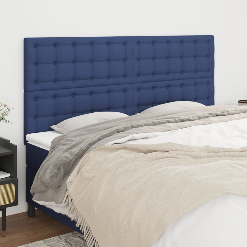 Têtes de lit 4 pcs Bleu 80x5x78/88 cm Tissu Têtes et pieds de lit vidaXL   