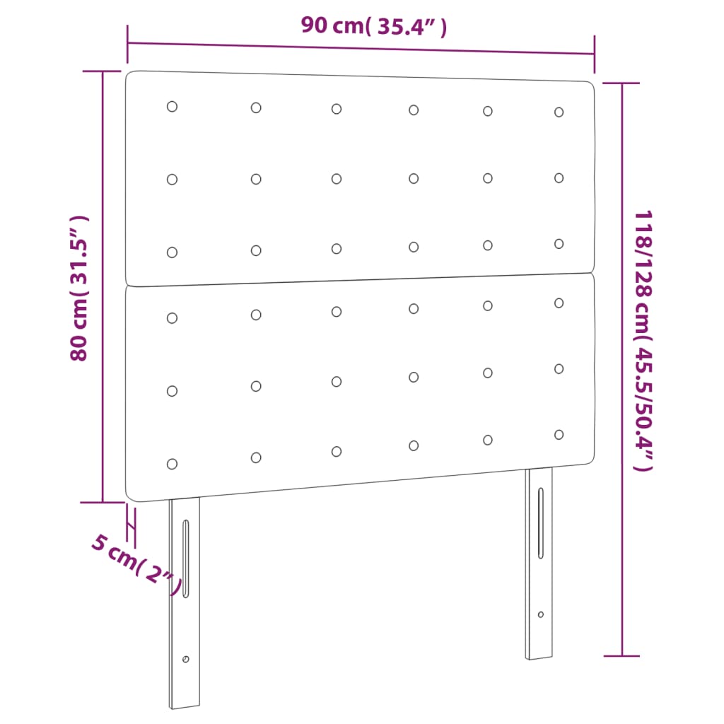 Têtes de lit 2 pcs Noir 90x5x78/88 cm Velours Têtes et pieds de lit vidaXL   