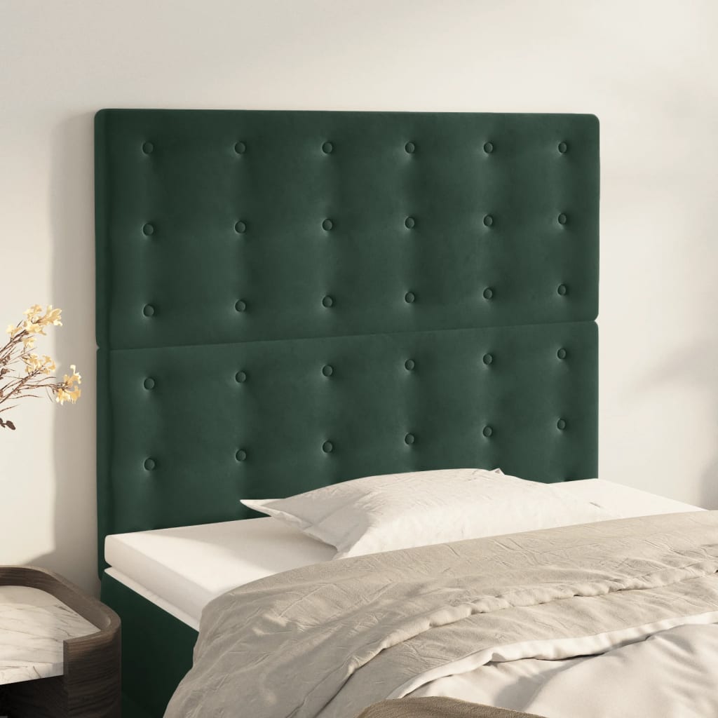 Têtes de lit 2 pcs Vert foncé 90x5x78/88 cm Velours Têtes et pieds de lit vidaXL   