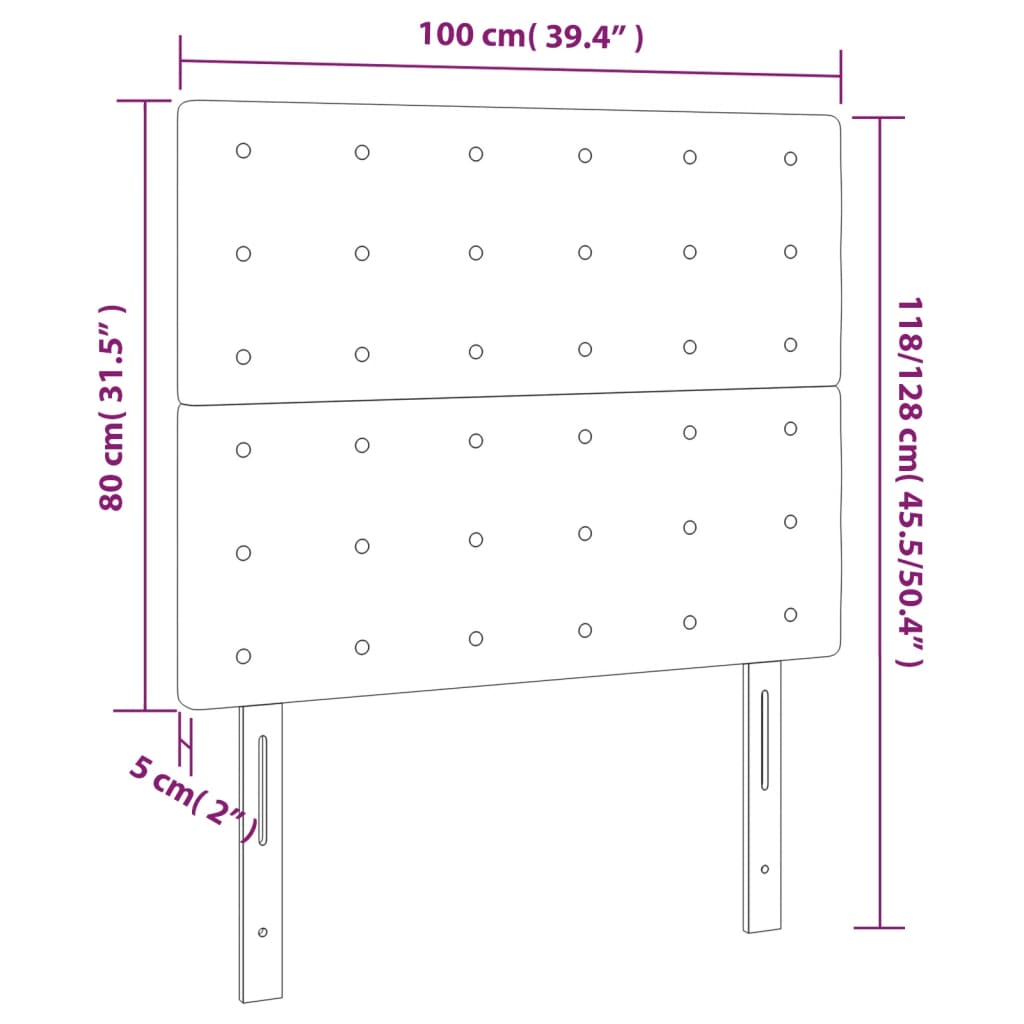 Têtes de lit 2 pcs Gris clair 100x5x78/88 cm Velours Têtes et pieds de lit vidaXL   