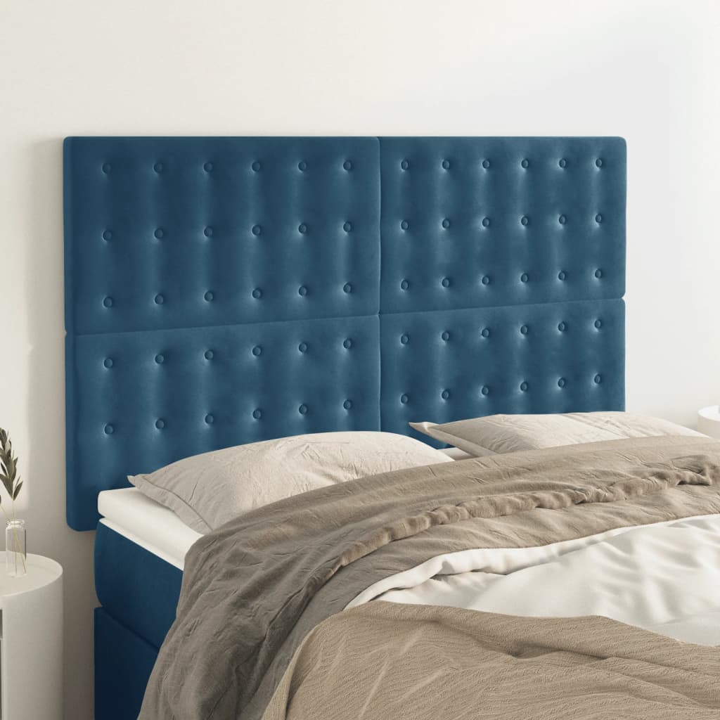 Têtes de lit 4 pcs Bleu foncé 72x5x78/88 cm Velours Têtes et pieds de lit vidaXL   