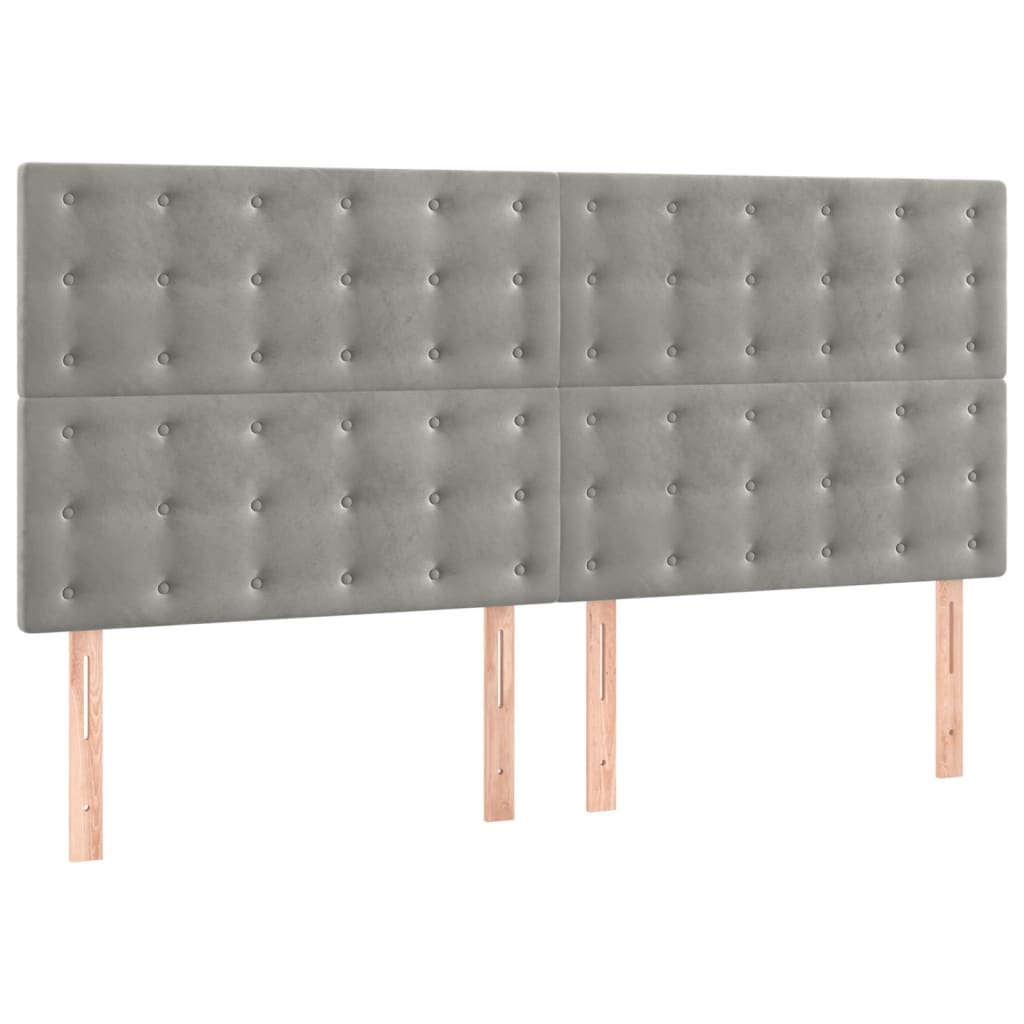 Têtes de lit 4 pcs Gris clair 90x5x78/88 cm Velours Têtes et pieds de lit vidaXL   