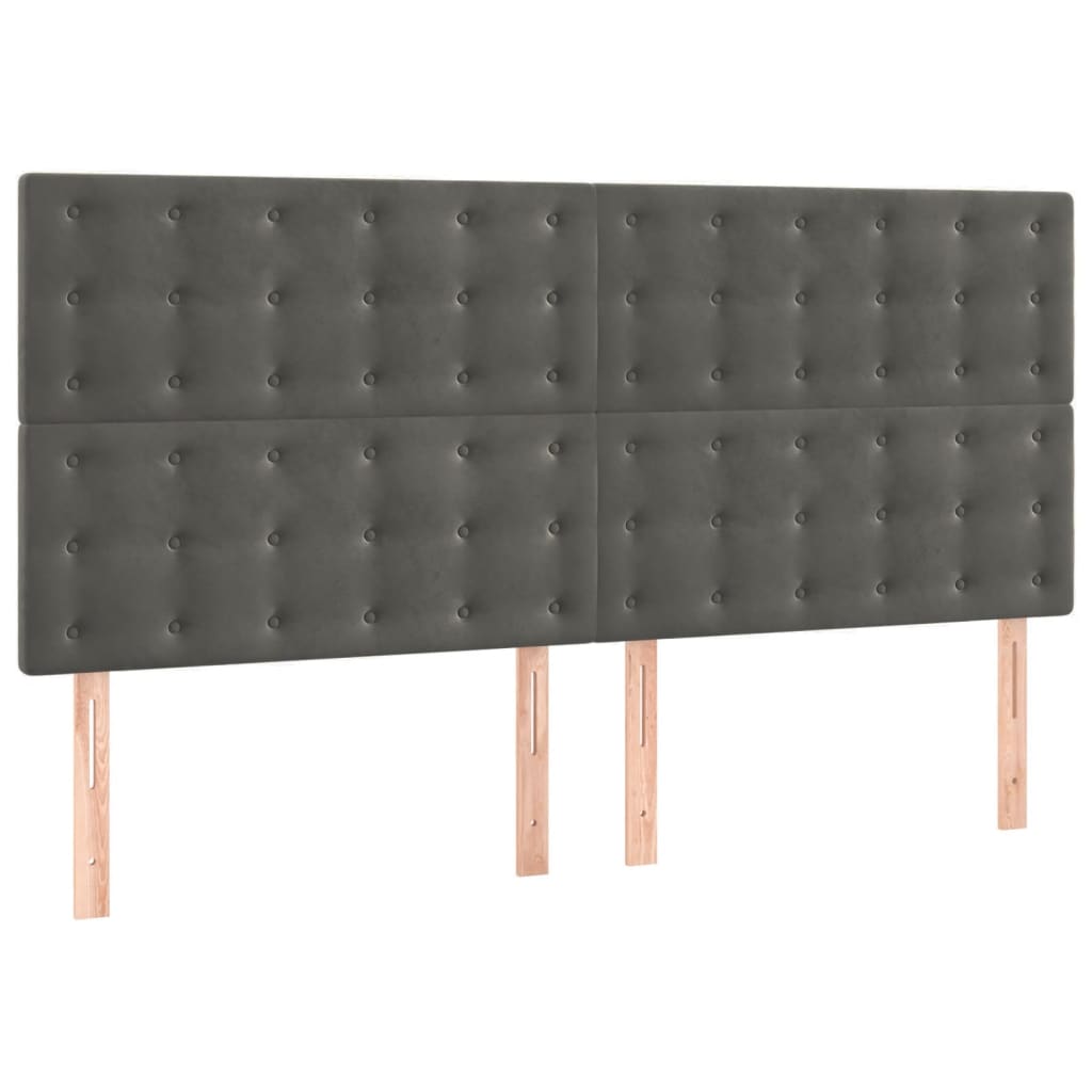 Têtes de lit 4 pcs Gris foncé 90x5x78/88 cm Velours Têtes et pieds de lit vidaXL   