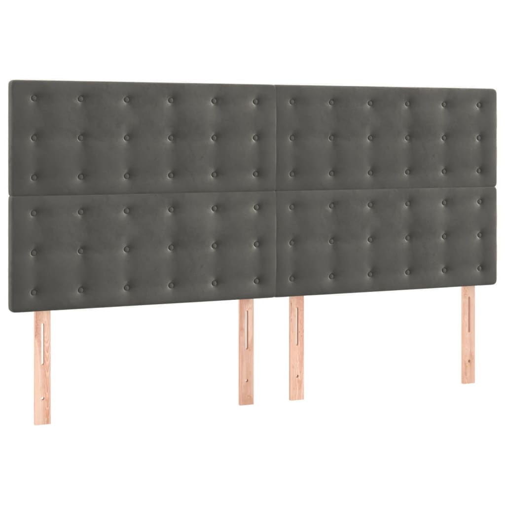 Têtes de lit 4 pcs Gris foncé 100x5x78/88 cm Velours Têtes et pieds de lit vidaXL   