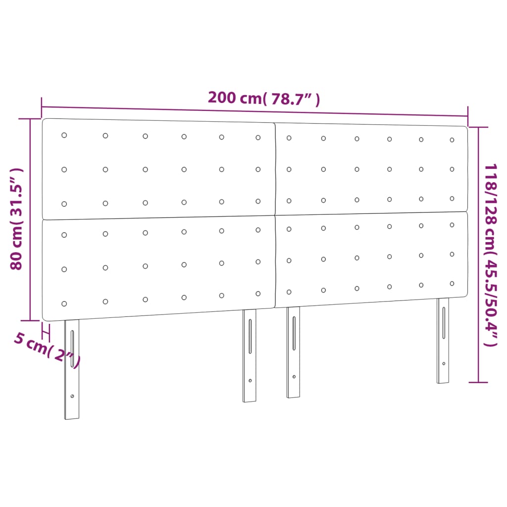 Têtes de lit 4 pcs Gris foncé 100x5x78/88 cm Velours Têtes et pieds de lit vidaXL   