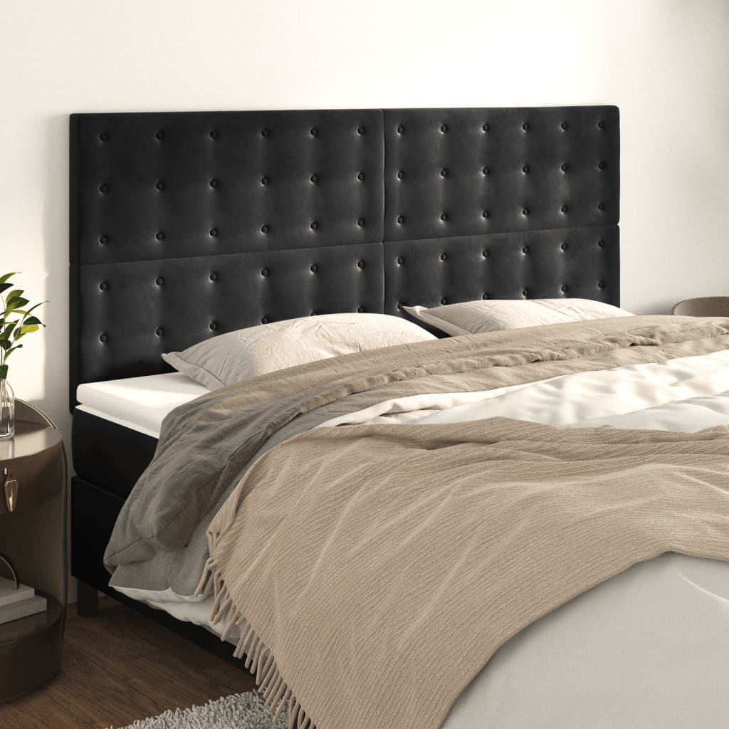 Têtes de lit 4 pcs Noir 100x5x78/88 cm Velours Têtes et pieds de lit vidaXL   