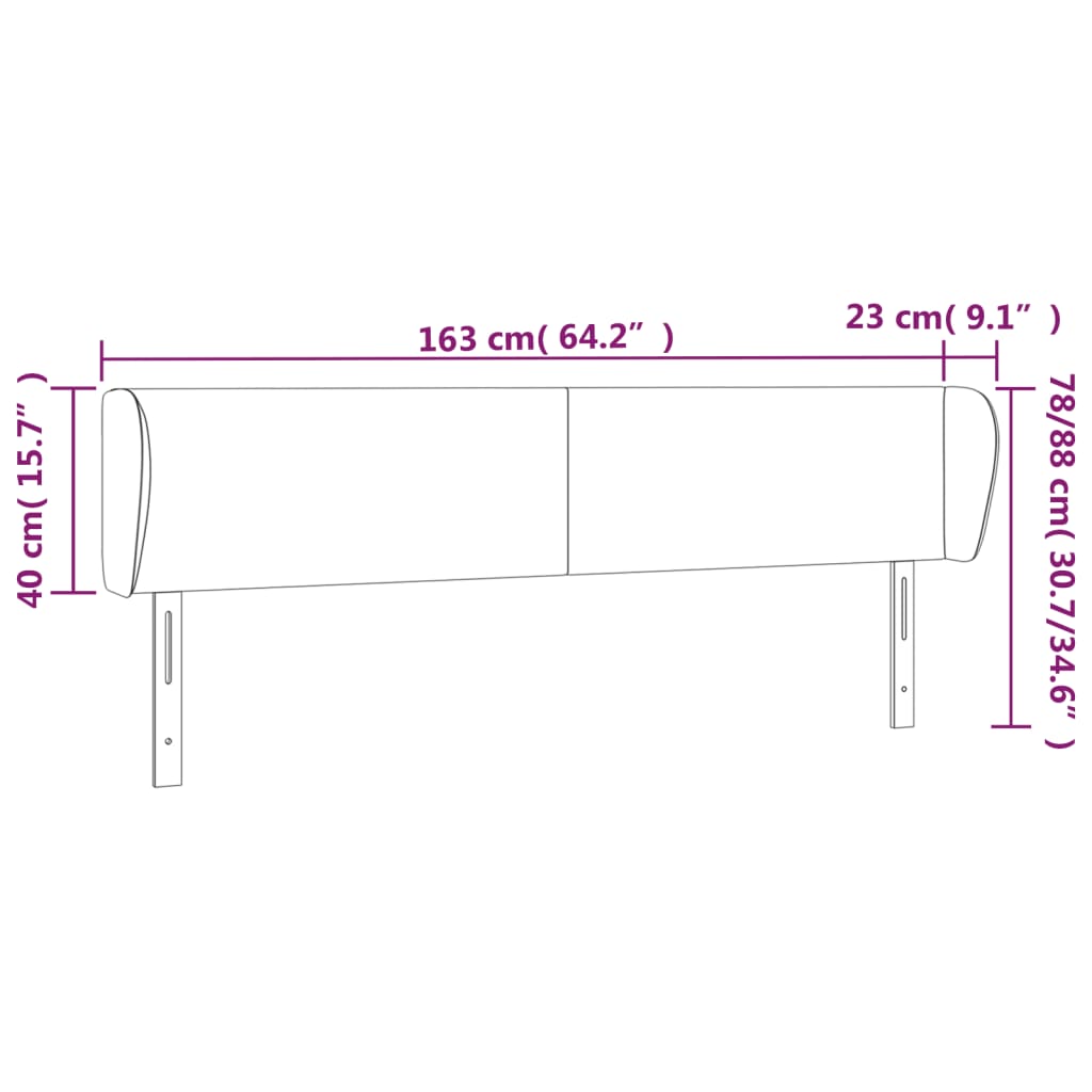 Tête de lit avec oreilles Blanc 163x23x78/88 cm Similicuir Têtes et pieds de lit vidaXL