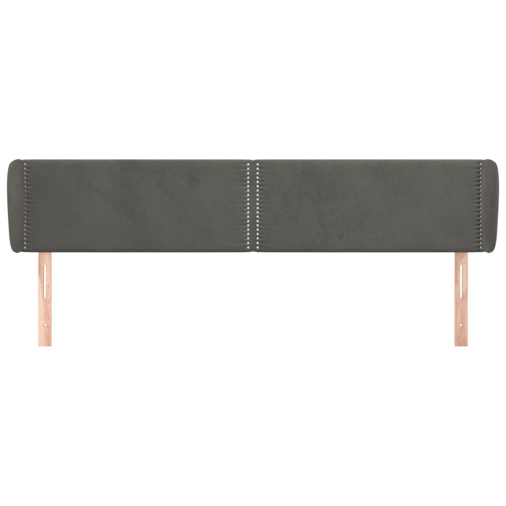 Tête de lit avec oreilles Gris foncé 163x23x78/88 cm Velours Têtes et pieds de lit vidaXL   