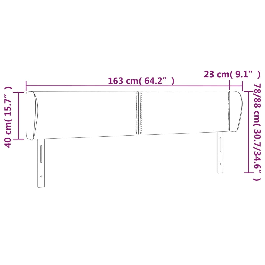 Tête de lit avec oreilles Gris foncé 163x23x78/88 cm Velours Têtes et pieds de lit vidaXL   