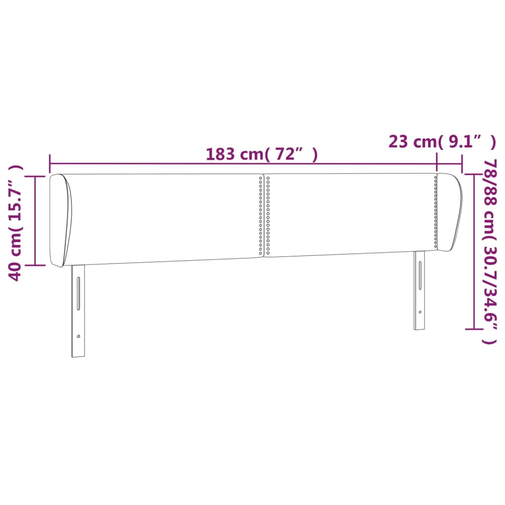 Tête de lit avec oreilles Rose 183x23x78/88 cm Velours Têtes et pieds de lit vidaXL   