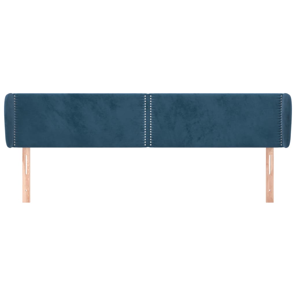 Tête de lit avec oreilles Bleu foncé 203x23x78/88 cm Velours Têtes et pieds de lit vidaXL   