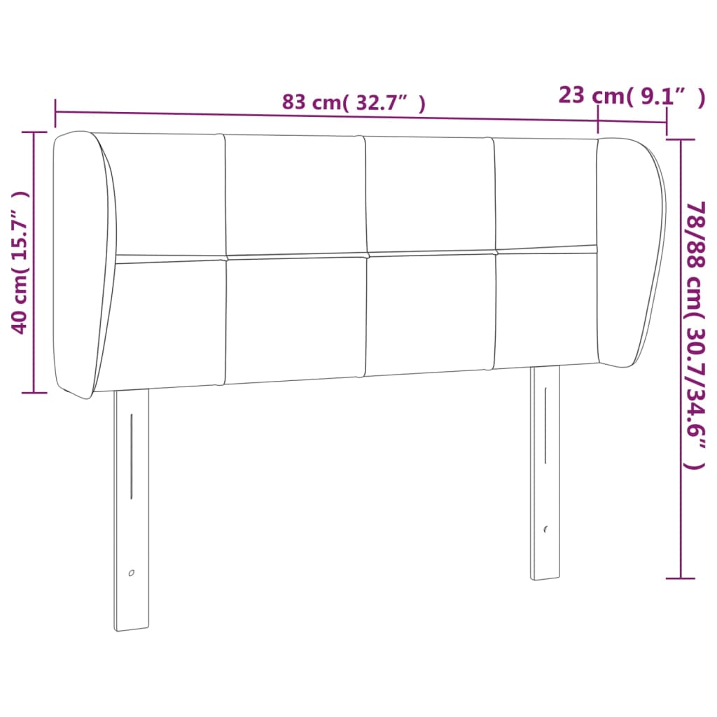 Tête de lit avec oreilles Marron Foncé 83x23x78/88 cm Tissu Têtes et pieds de lit vidaXL   