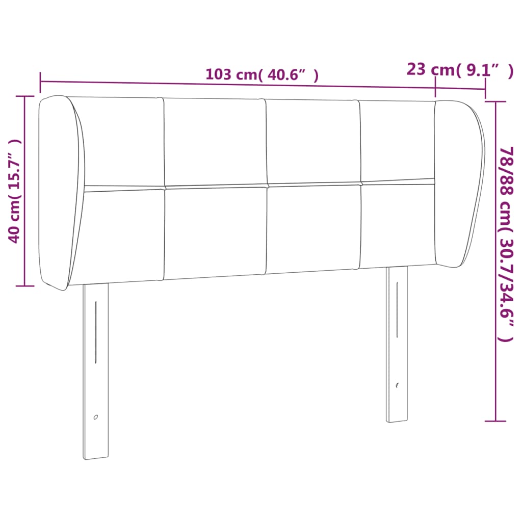 Tête de lit avec oreilles Rose 103x23x78/88 cm Velours Têtes et pieds de lit vidaXL   