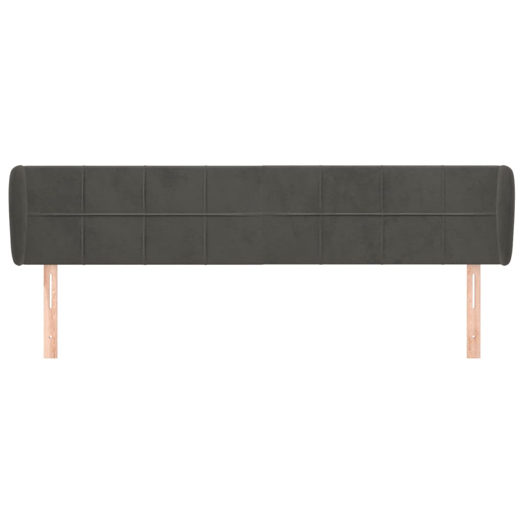 Tête de lit avec oreilles Gris foncé 163x23x78/88 cm Velours Têtes et pieds de lit vidaXL