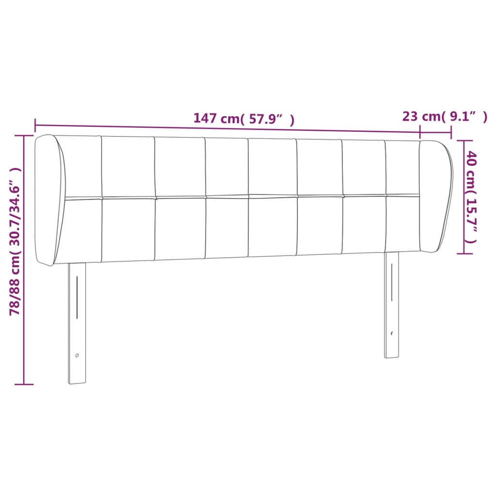 Tête de lit avec oreilles Gris foncé 163x23x78/88 cm Velours Têtes et pieds de lit vidaXL