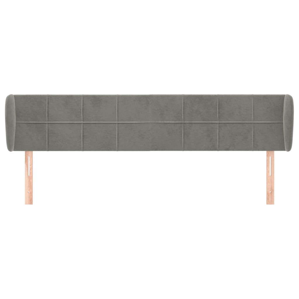 Tête de lit avec oreilles Gris clair 183x23x78/88 cm Velours Têtes et pieds de lit vidaXL   