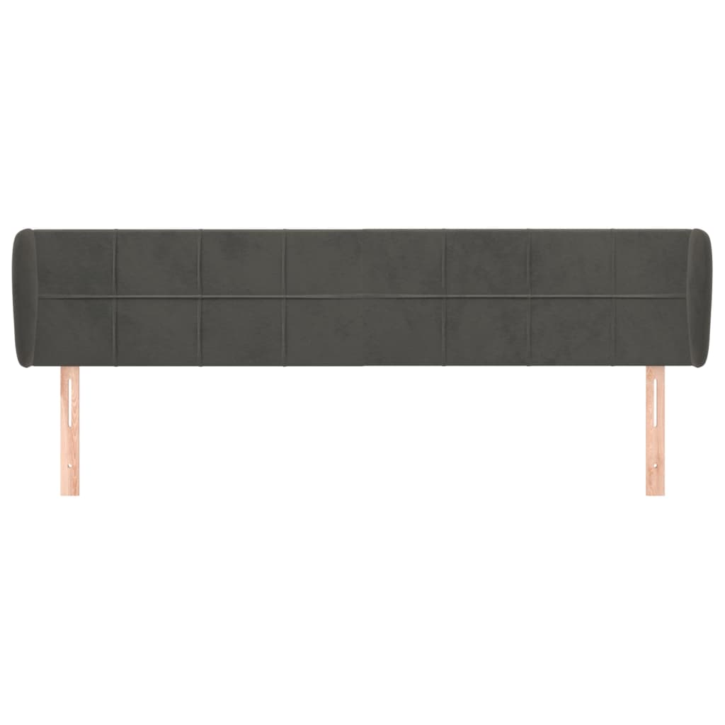 Tête de lit avec oreilles Gris foncé 183x23x78/88 cm Velours Têtes et pieds de lit vidaXL   