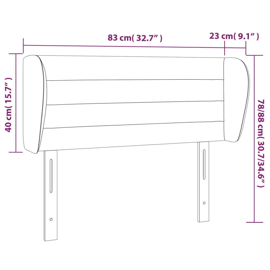 Tête de lit avec oreilles Gris clair 83x23x78/88 cm Tissu Têtes et pieds de lit vidaXL   