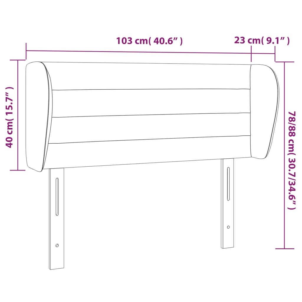 Tête de lit avec oreilles Gris clair 103x23x78/88 cm Tissu Têtes et pieds de lit vidaXL   