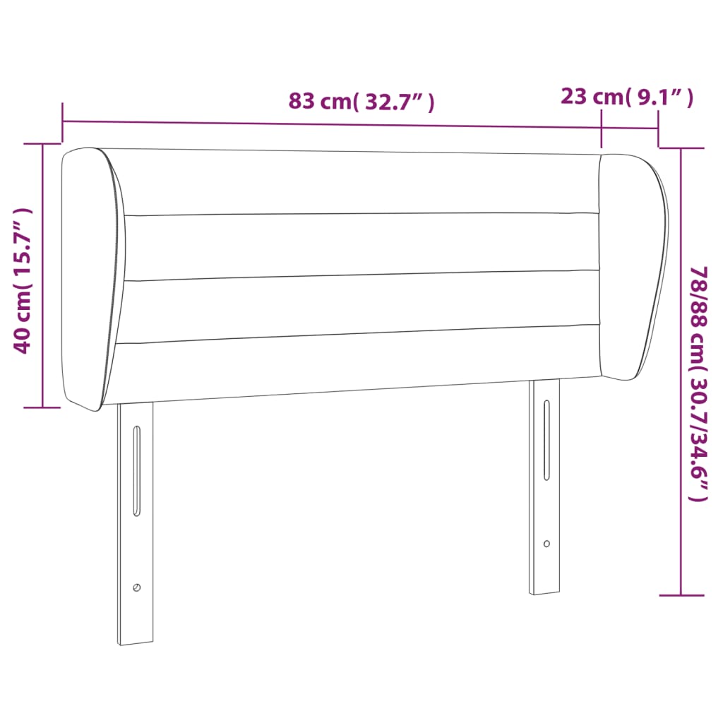 Tête de lit avec oreilles Gris foncé 83x23x78/88 cm Velours Têtes et pieds de lit vidaXL   