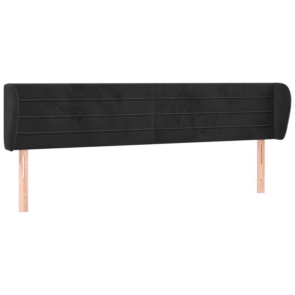 Tête de lit avec oreilles Noir 163x23x78/88 cm Velours Têtes et pieds de lit vidaXL   