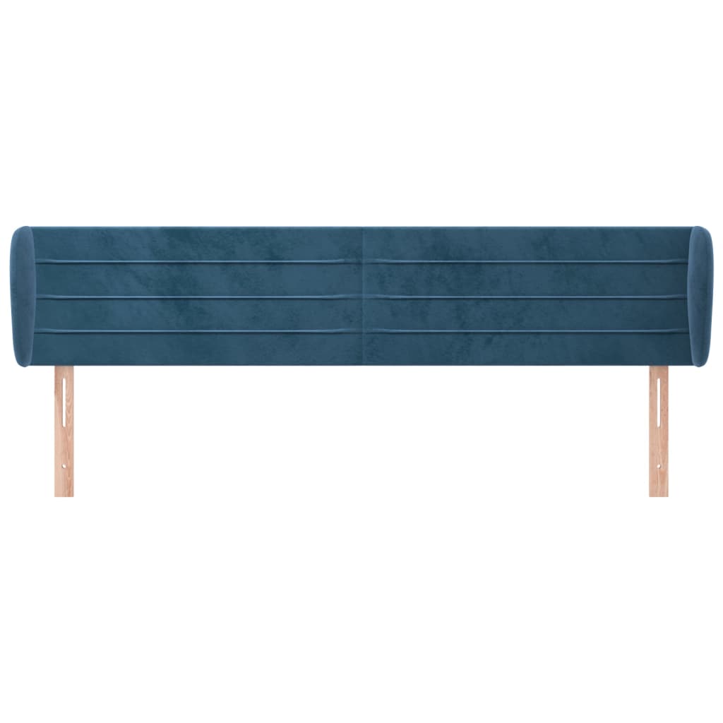 Tête de lit avec oreilles Bleu foncé 163x23x78/88 cm Velours Têtes et pieds de lit vidaXL   