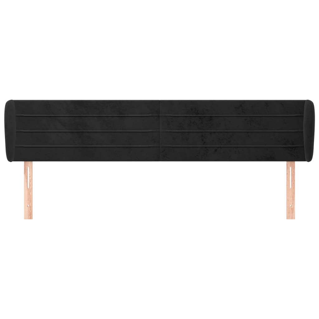 Tête de lit avec oreilles Noir 203x23x78/88 cm Velours Têtes et pieds de lit vidaXL   