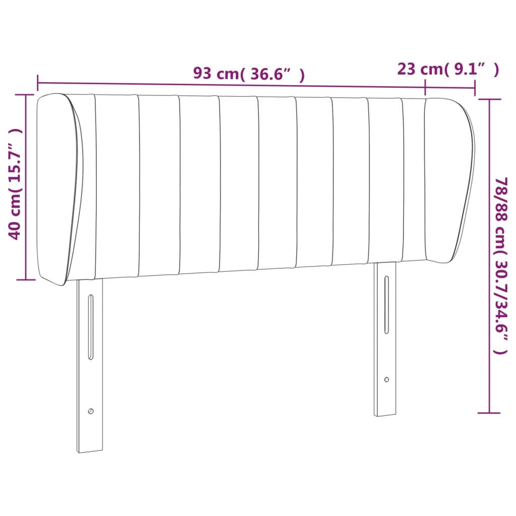 Tête de lit avec oreilles Noir 93x23x78/88 cm Tissu Têtes et pieds de lit vidaXL   