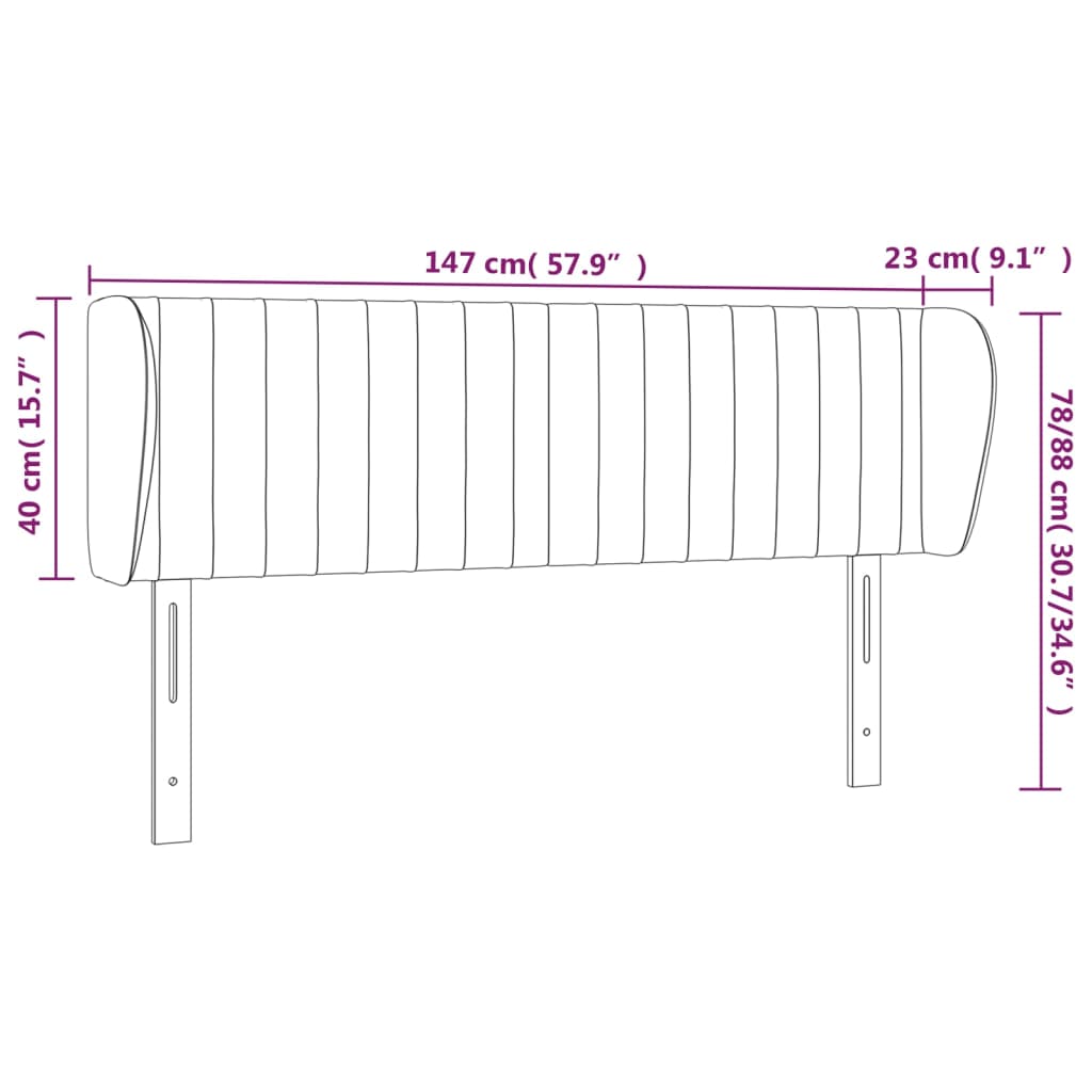 Tête de lit avec oreilles Gris clair 147x23x78/88 cm Tissu Têtes et pieds de lit vidaXL   