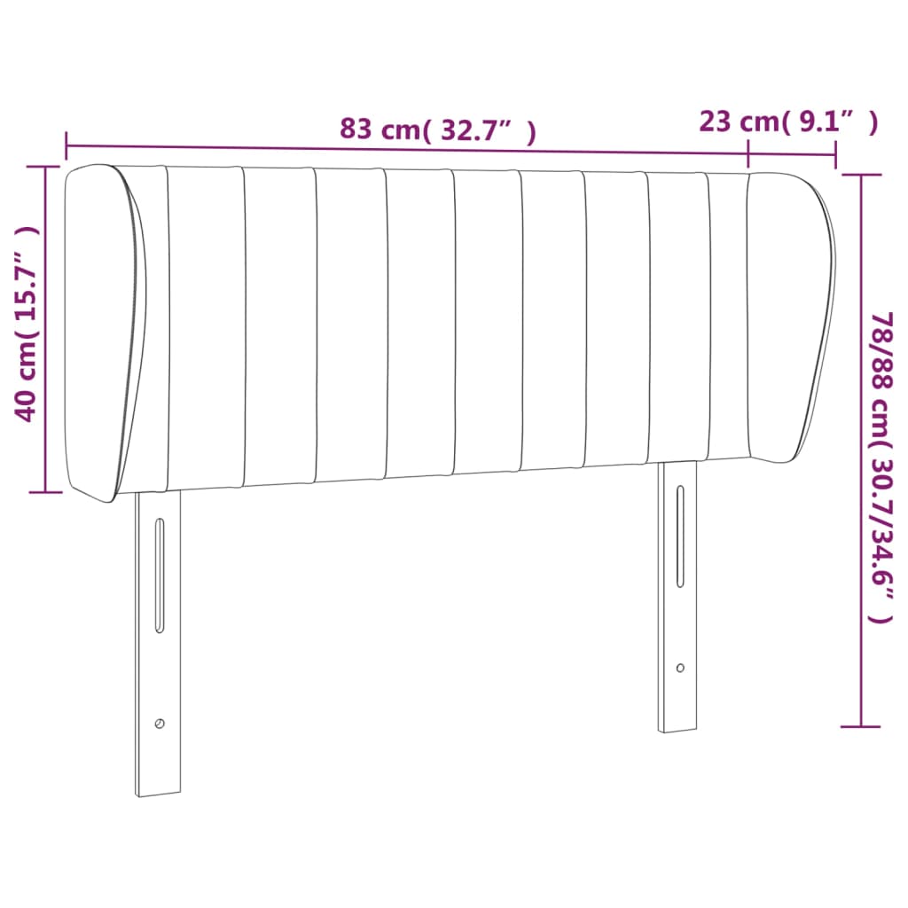 Tête de lit avec oreilles Noir 83x23x78/88 cm Velours Têtes et pieds de lit vidaXL   